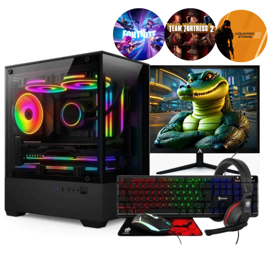 PC Gamer Completo AMD 3200G Memória 16GB DDR4 SSD 480GB Monitor Kit Gamer