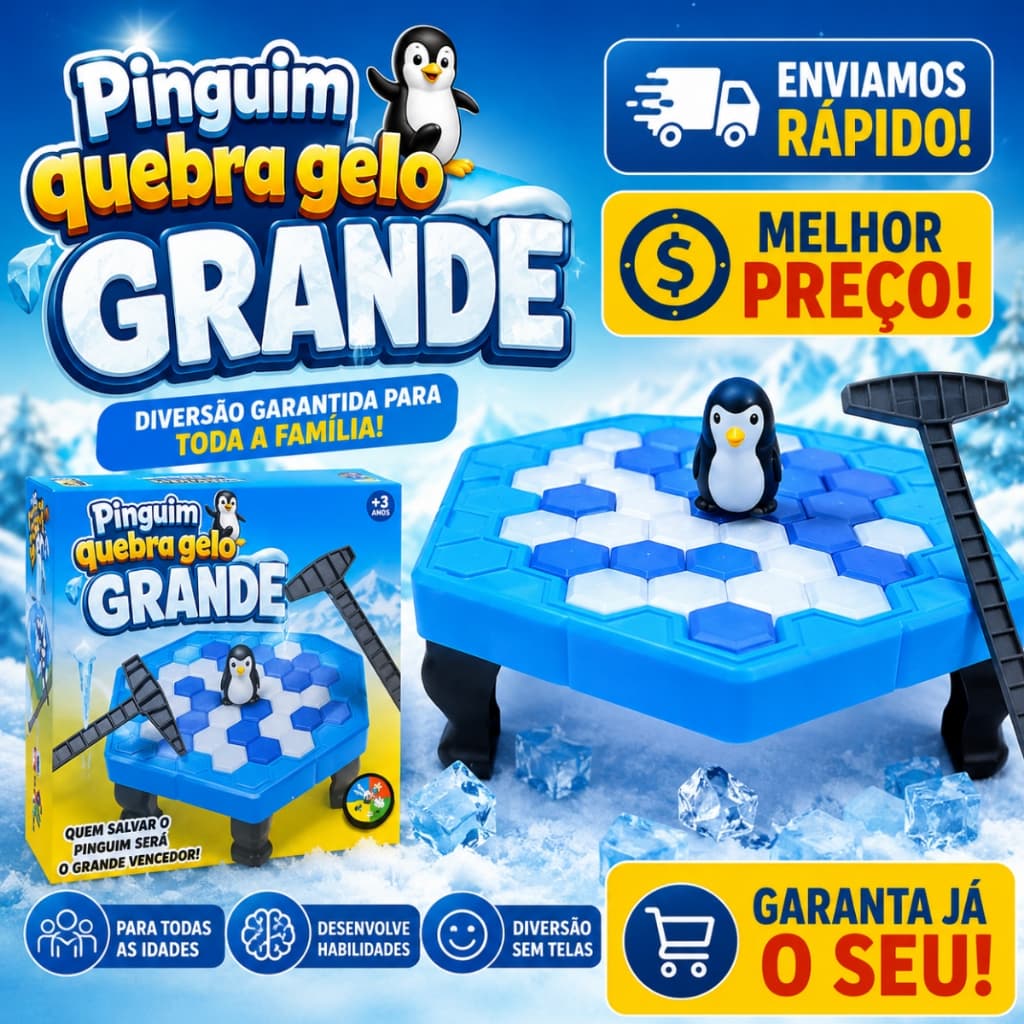 Jogo Quebra Gelo Pinguim Brinquedo Interativo Educativo Criança Família Mesa Martelo Blocos Diversão