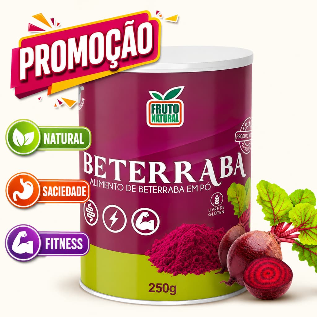 Beterraba em Pó Pré Treino + Saciedade 100% 250g Pura Zero Açúcar Fruto Natural