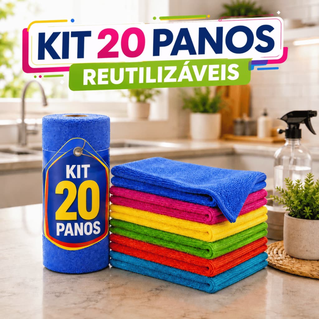 Pano Microfibra 20 Unidades Kit Limpeza Casa Carro Vidros Flanela Higienização