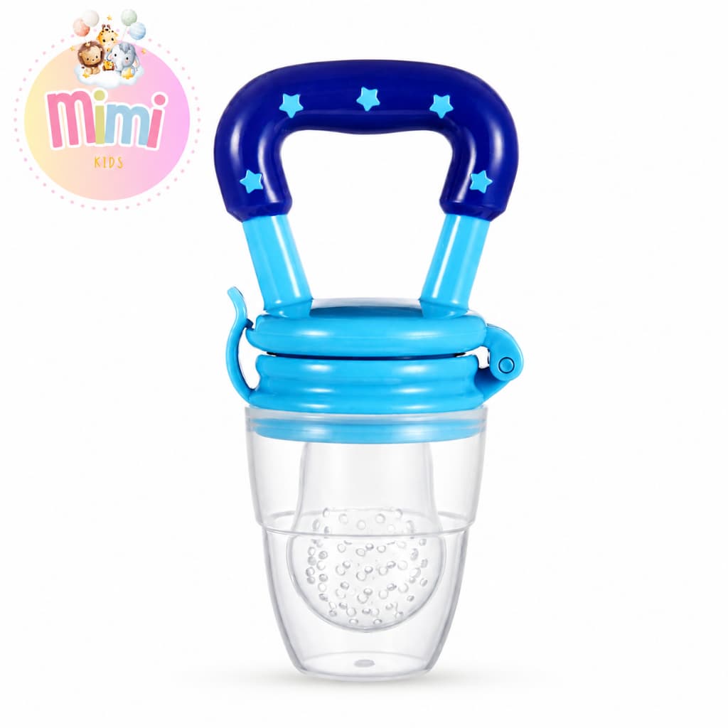 Chupeta  Mordedor Alimentadora Bebê De Silicone Porta Fruta Azul e Rosa