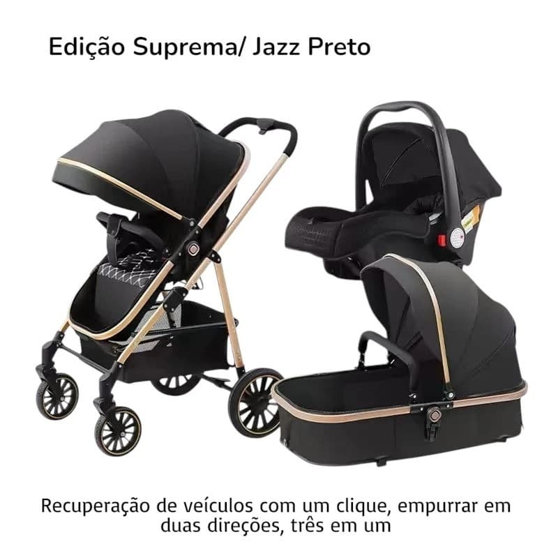 Carrinho Completo Portátil 3 EM 1 Com Moisés e Bebe Conforto Dobrável Versátil E Prático