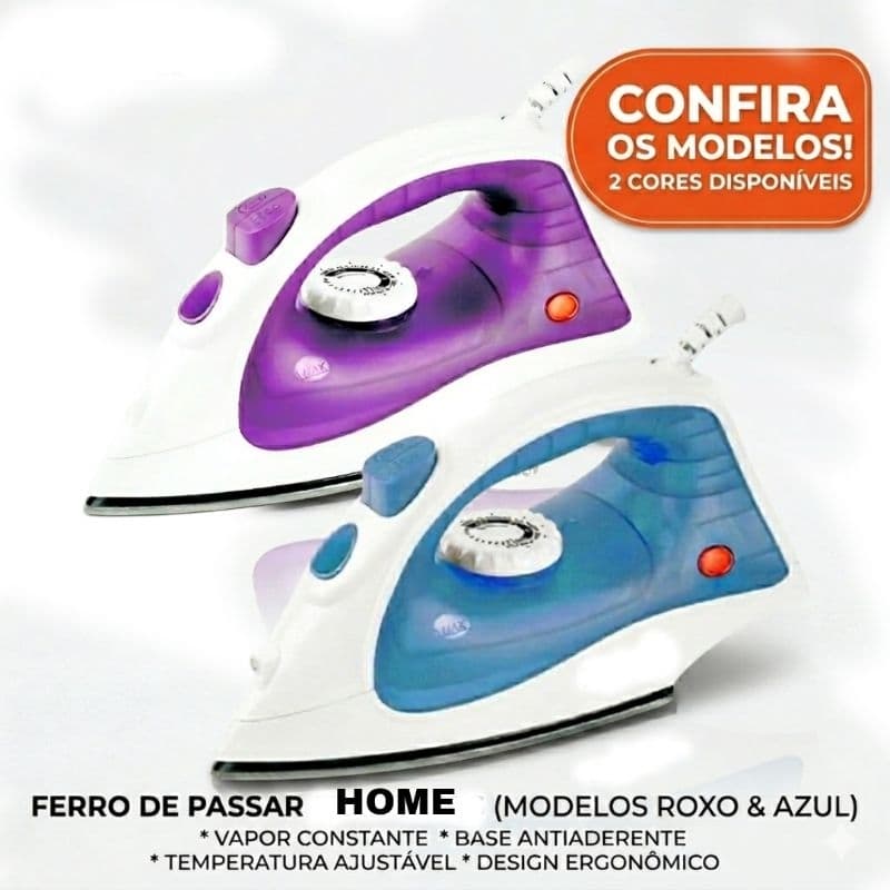 Ferro De Passar Roupa A Vapor Elétrico 127V 1200W Base Antiaderente Spray Controle Temperatura Home SH-8054