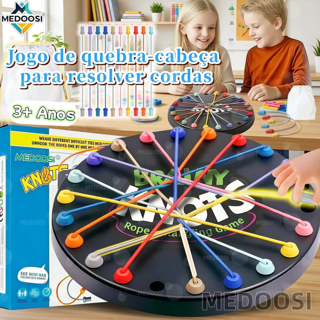 MEDOOSI Jogo de Desafio de Corda e Nós | Quebra-Cabeça Lógico, Brinquedo Desatar Educativo para Crianças / Infantil