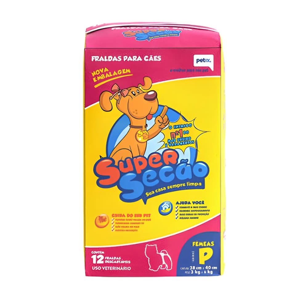 Fralda Super Secão Pet Descartável para Fêmeas 12 Un