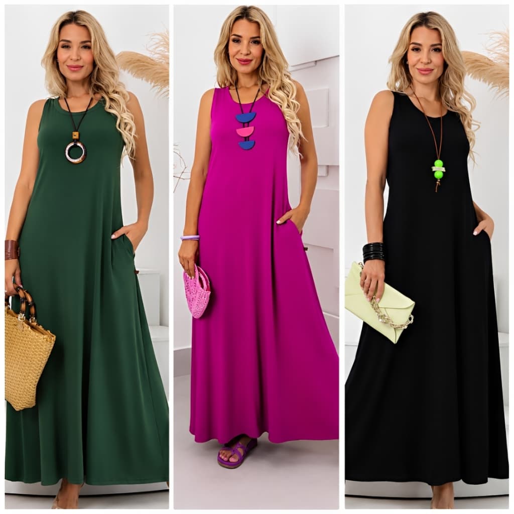 Vestido Feminino Longuete Casual Malha Soltinho Elegante Verão Outono Inverno 506