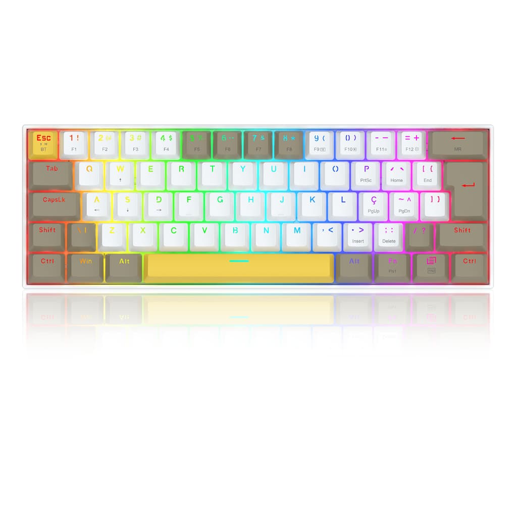 TECLADO MECANICO GAMER DRACONIC PRO RGB BRANCO, CINZA E AMARELO SWITCH MARROM K530 YL&WT&GY-RGB-PRO REDRAGON