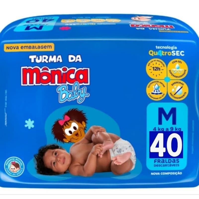Fraldas Infantil Turma Da Monica  Tamanho M 40 Unidades