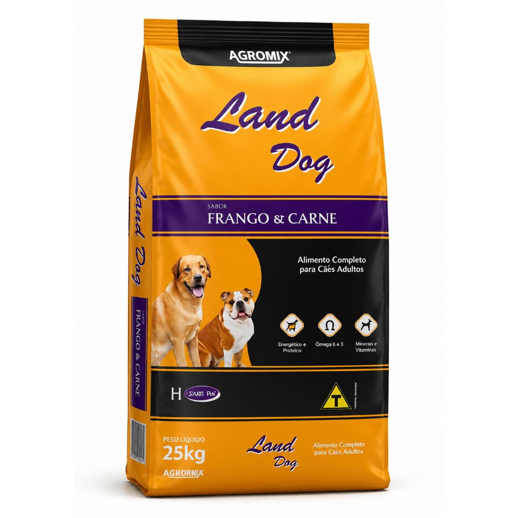 Ração Para Cachorro LAND DOG  Agromix para Cães Sabor Frango e Carne