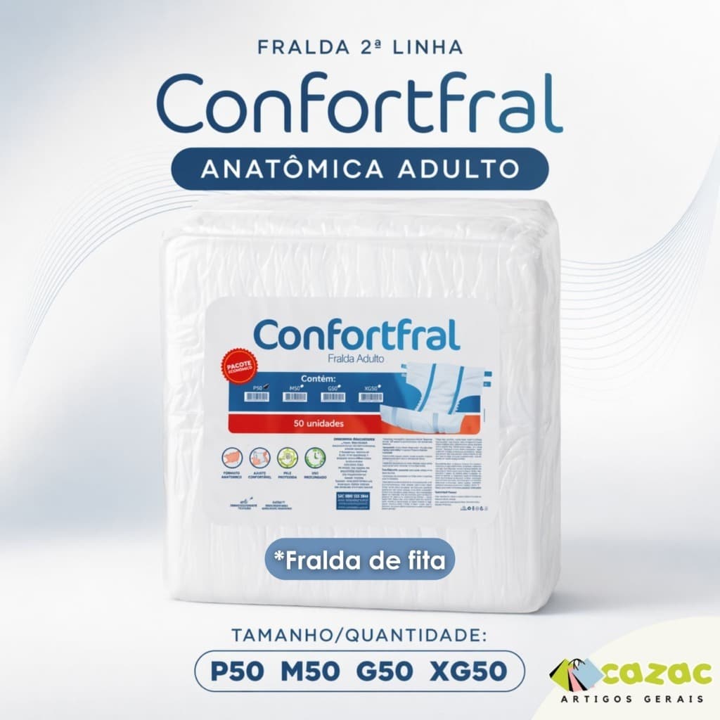 Fralda Geriátrica Descartável Segunda Linha 50Un Unissex P M G XG Fita Incontinência Pacote Econômico