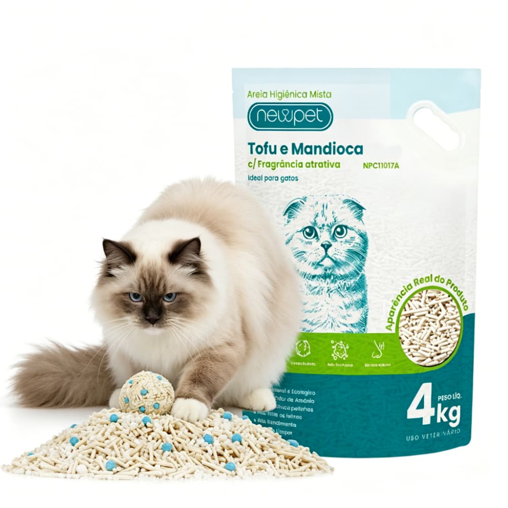 Newpet Areia Para Gato Tofu Cassava 4 kg Vegetal Higiênica Antiodor Areia Gato Premium Sanitária