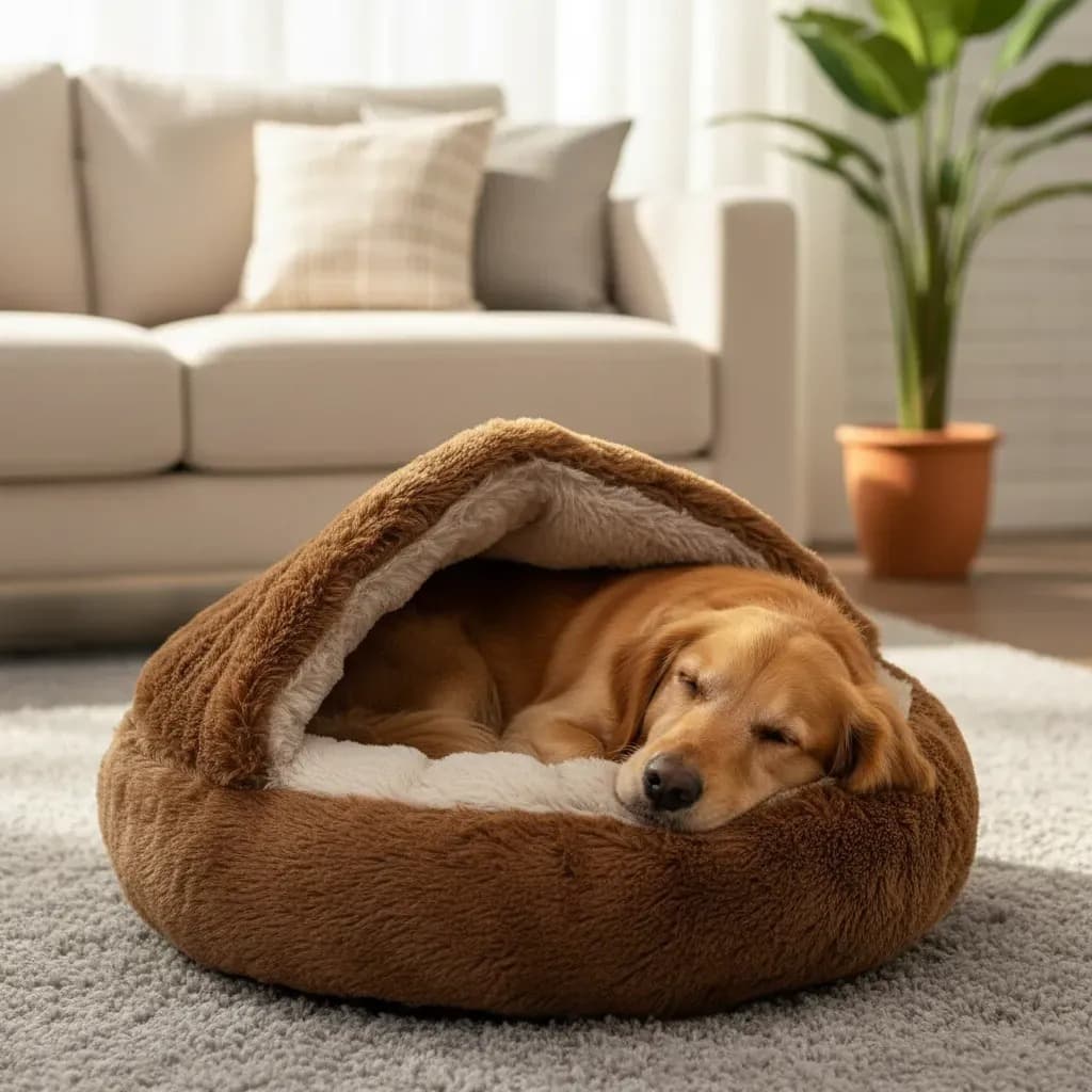 CAMINHA PET NUVEM COBERTA DONUT FECHADA CAMA COM COBERTURA PELUCIA IGLU PLUSH CASINHA  M 50 OU G 60
