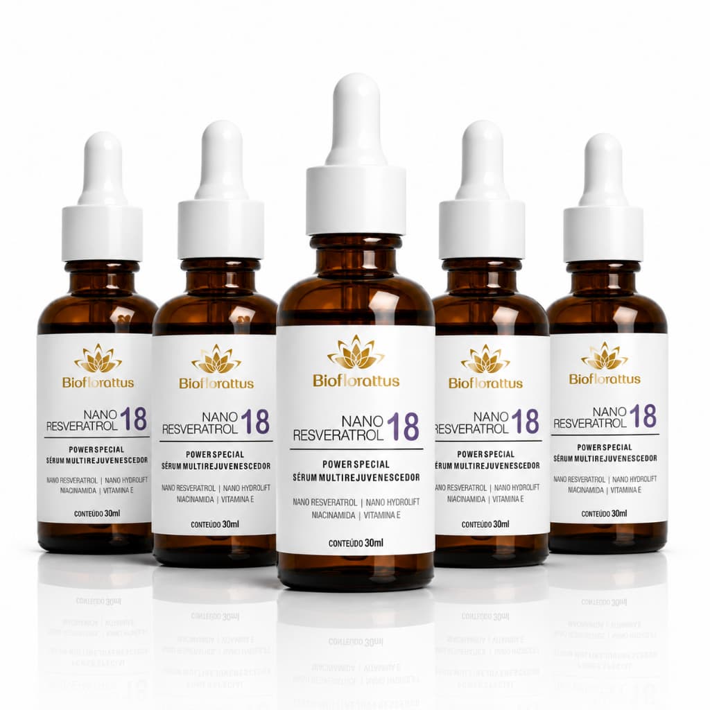 Kit 5 Sérum Facial Resveratrol e Niacinamida Rejuvenescedor Facial Anti-Idade Bioflorattus