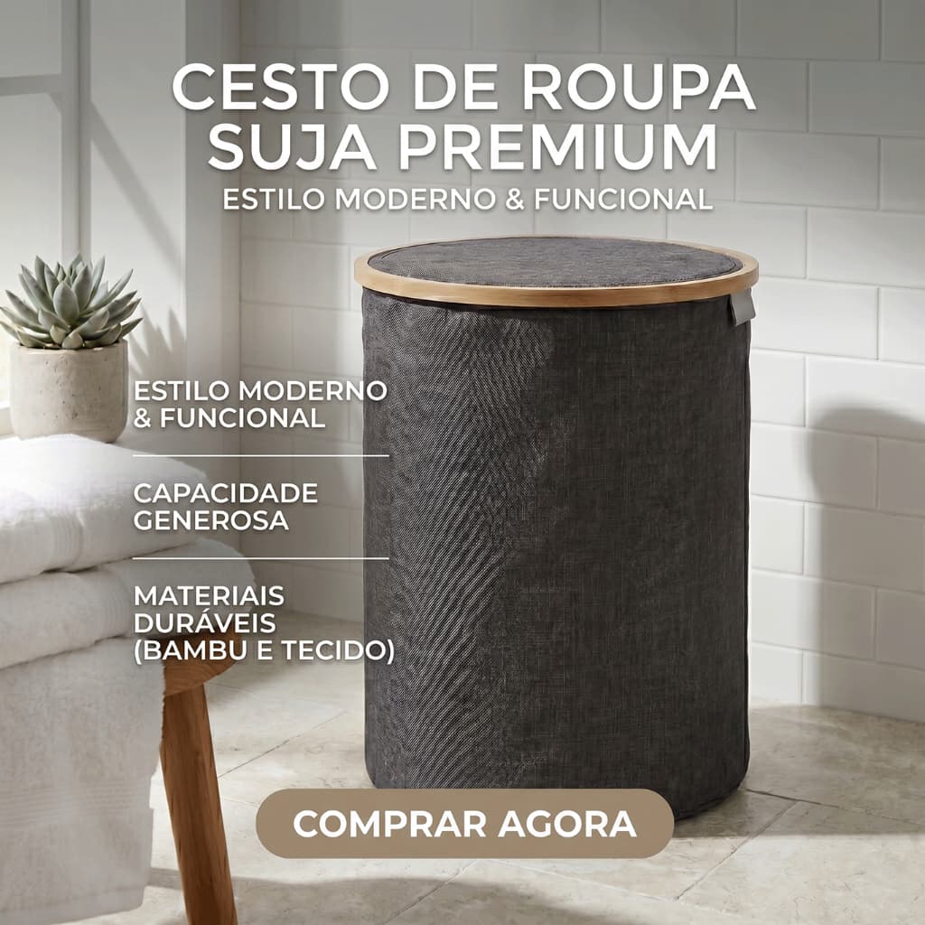 Cesto Organizador Multiuso para Lavanderia e Banheiro com Tampa
