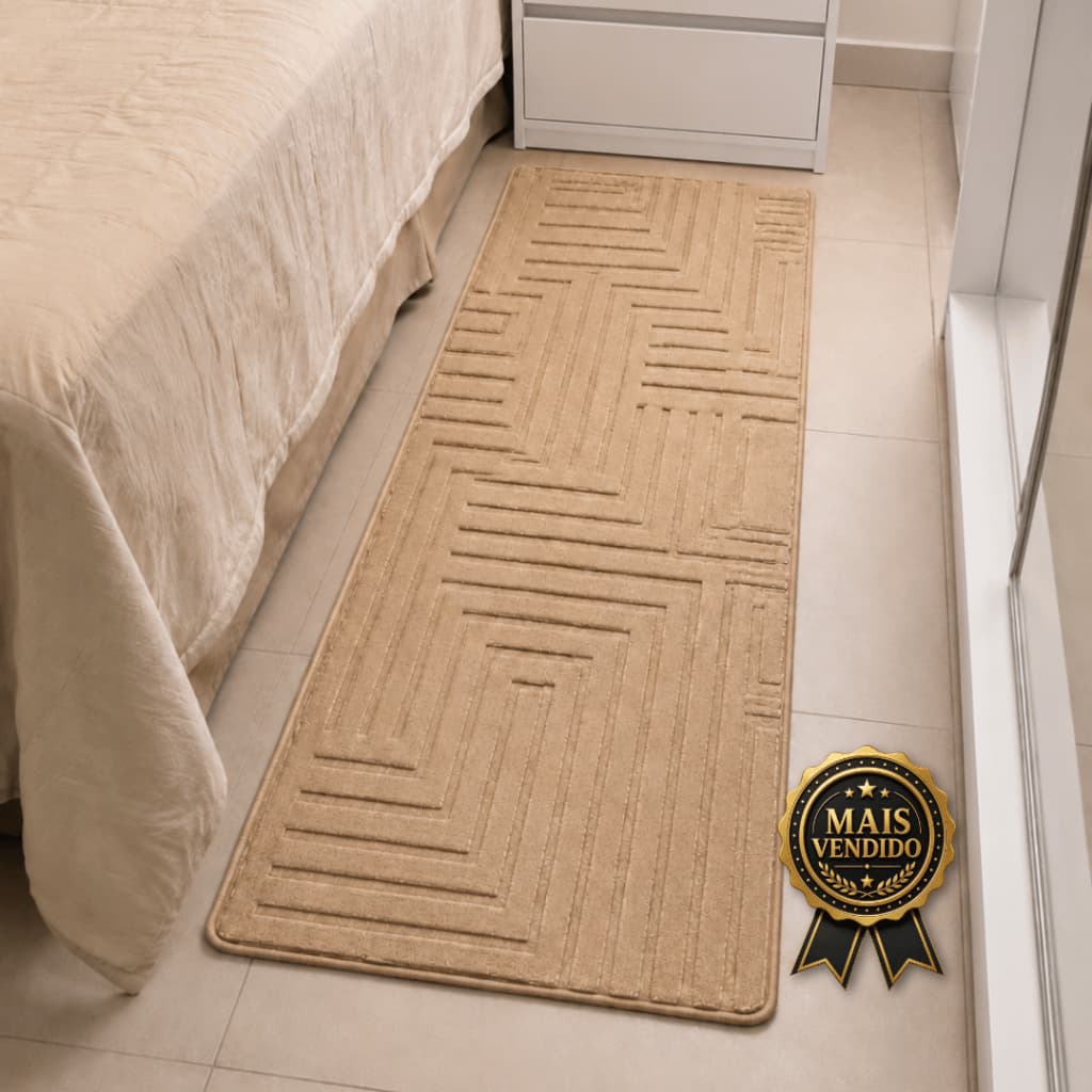 Tapete Passadeira Sala Quarto Corredor Itália Geométrica 60x200cm Antiderrapante Exclusivo Luxo