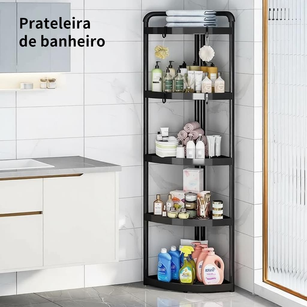 Estante Triangular 5 Níveis para Cantos - Organizador Multiuso para Banheiro, Cozinha e Casa