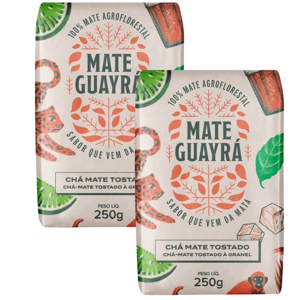 Kit 2 Chá Mate Erva Mate Guayra Tostado 250 gramas Gelado ou Quente