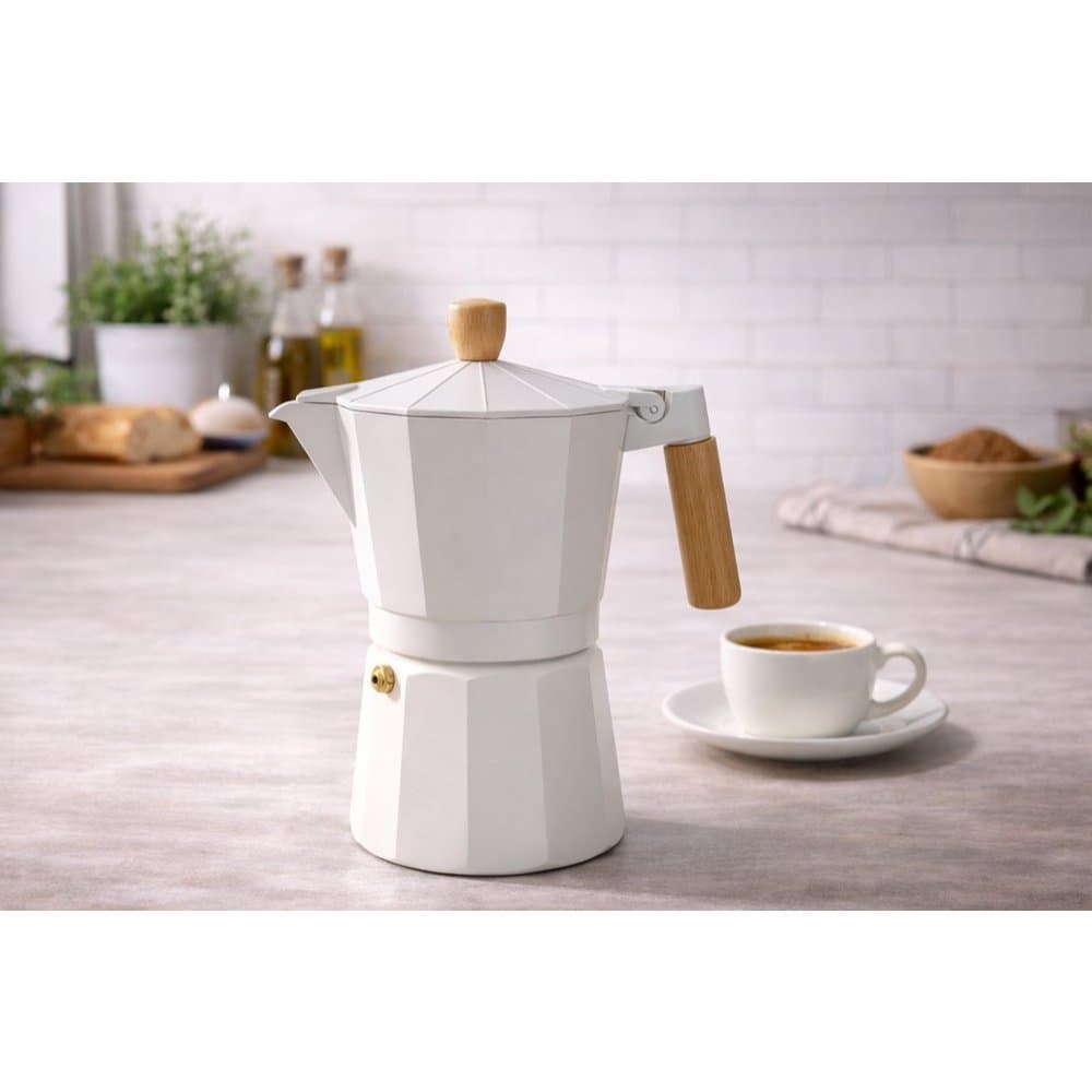 Cafeteira Italiana Moka 300ml 6 Xícaras Alumínio Café Gourmet Expresso Tradicional Casa Escritório