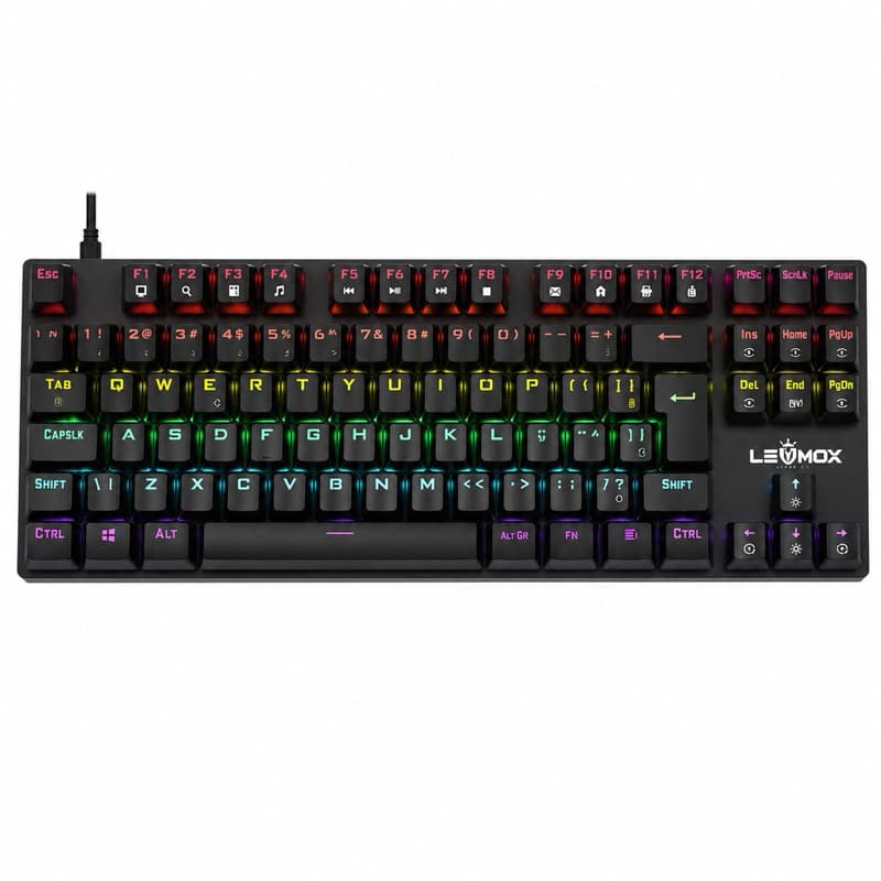 Teclado Lehmox Hyper GT LEY-2080 Teclado Mecânico Gamer Lehmox Hyper GT LEY-2080 RGB com Fio para PC Notebook Jogos