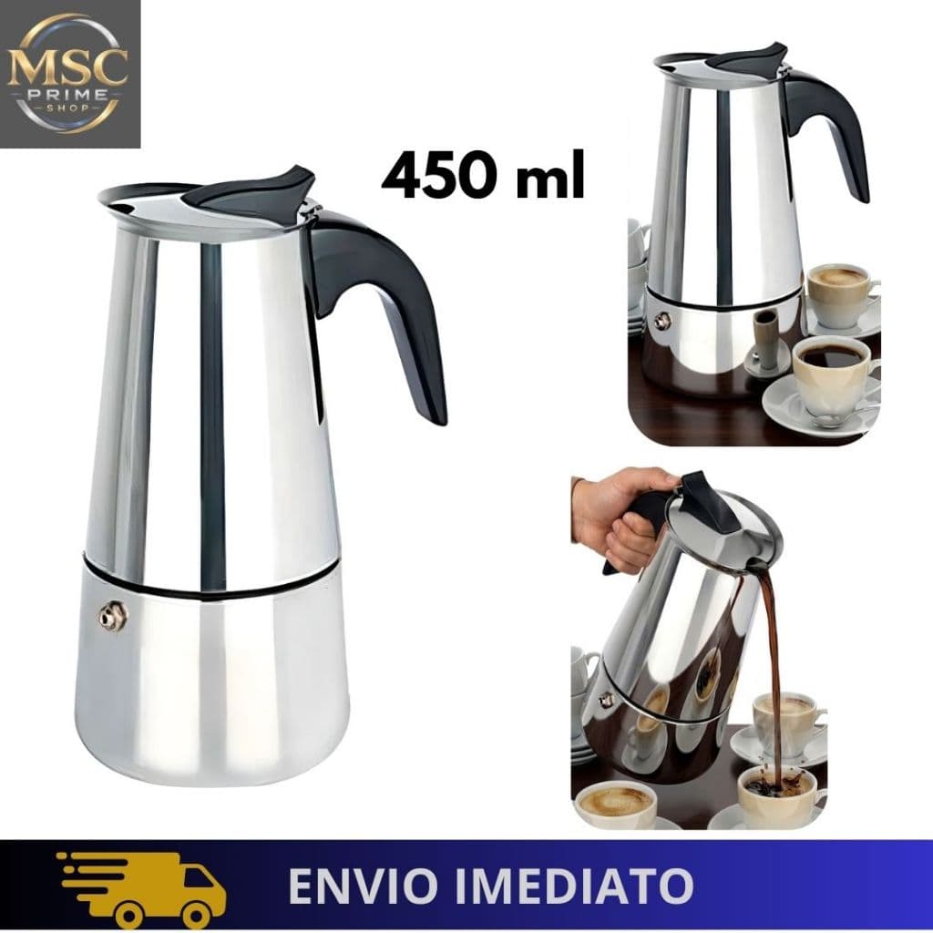Cafeteira Italiana Aço Inox 450ml Expresso Capacidade 9 Xícaras-Cafeteira Elegante-PROMOÇÃO LIMITADA