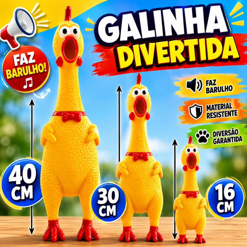 Galinha Frango Borracha Mordedor Cachorro Pet Faz Barulho Brinquedos Cachorro