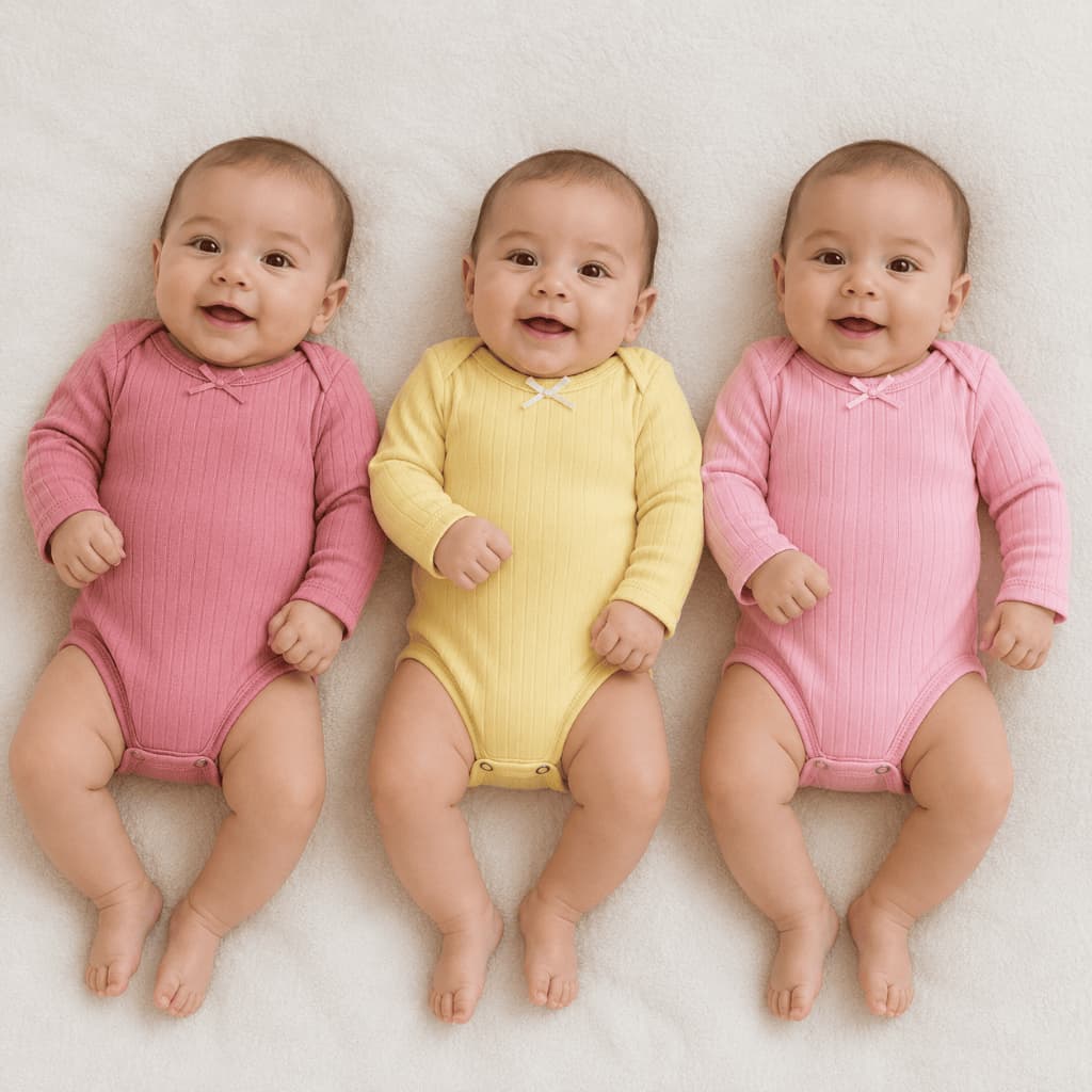 Kit 3 Body Bebê Manga Longa 100% Algodão Suedine Canelado Roupa Bebê Inverno Enxoval