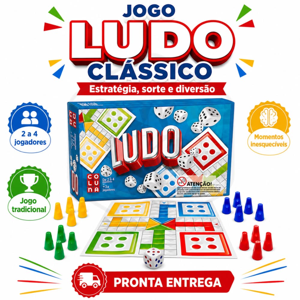 Tabuleiro Ludo Clássico Educativo Infantil Jogo Família Diversão Garantida
