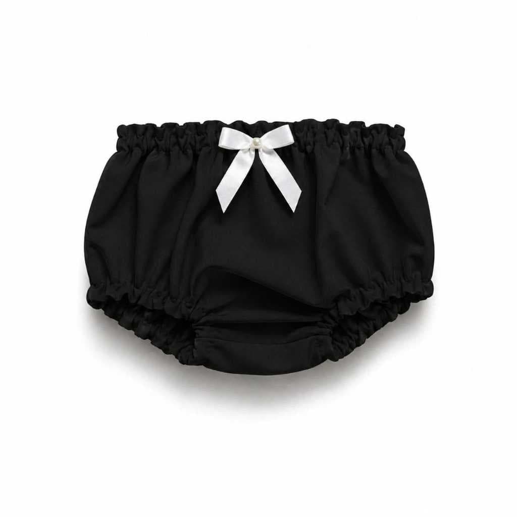 Calcinha Tapa Fralda Preto Enxoval Premium Bebe Menina 100% Algodão Confortável Forro Duplo Festa Verão