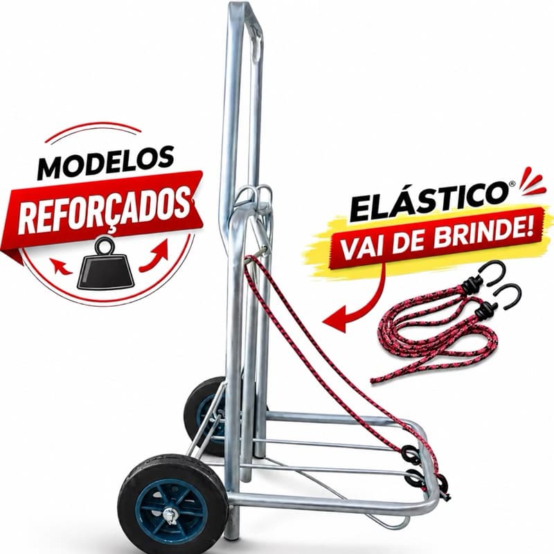 Carrinho de Carga Dobrável Reforçado Portátil Compacto com Elástico Grátis – Multiuso para Compras, Caixas e Viagens