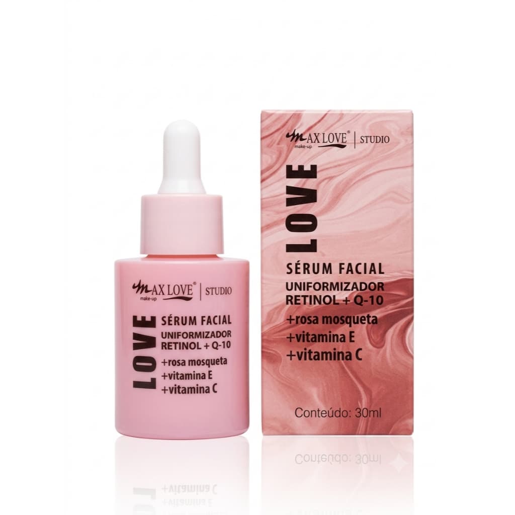 Sérum Facial Uniformizador Max Love + Retinol, Q-10 Rosa Mosqueta e Vitamina C + Combate Rugas e Linhas de Expressão