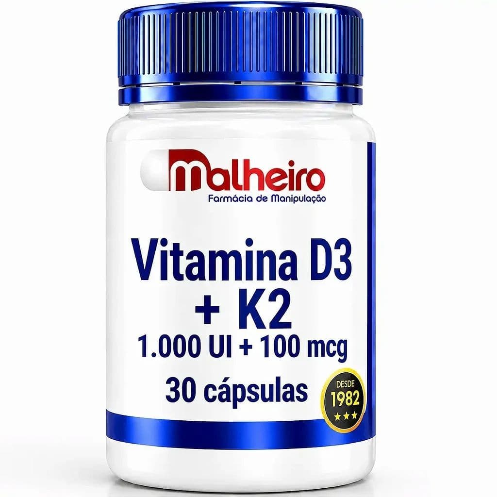 Vitamina D3 1.000 UI + Vitamina K2 MK7 100 mcg 60 capsulas