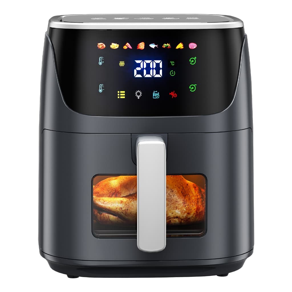 Fritadeira Elétrica Lyne Painel Touchscreen Sem Óleo Air Fryer 8L 8 Menus Padrão127V Preto