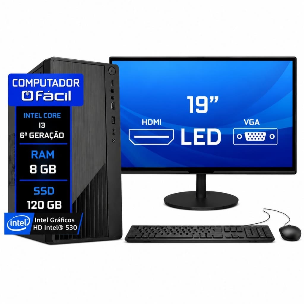 Computador Completo Intel I3 6ª Geração 8gb Ssd 120gb