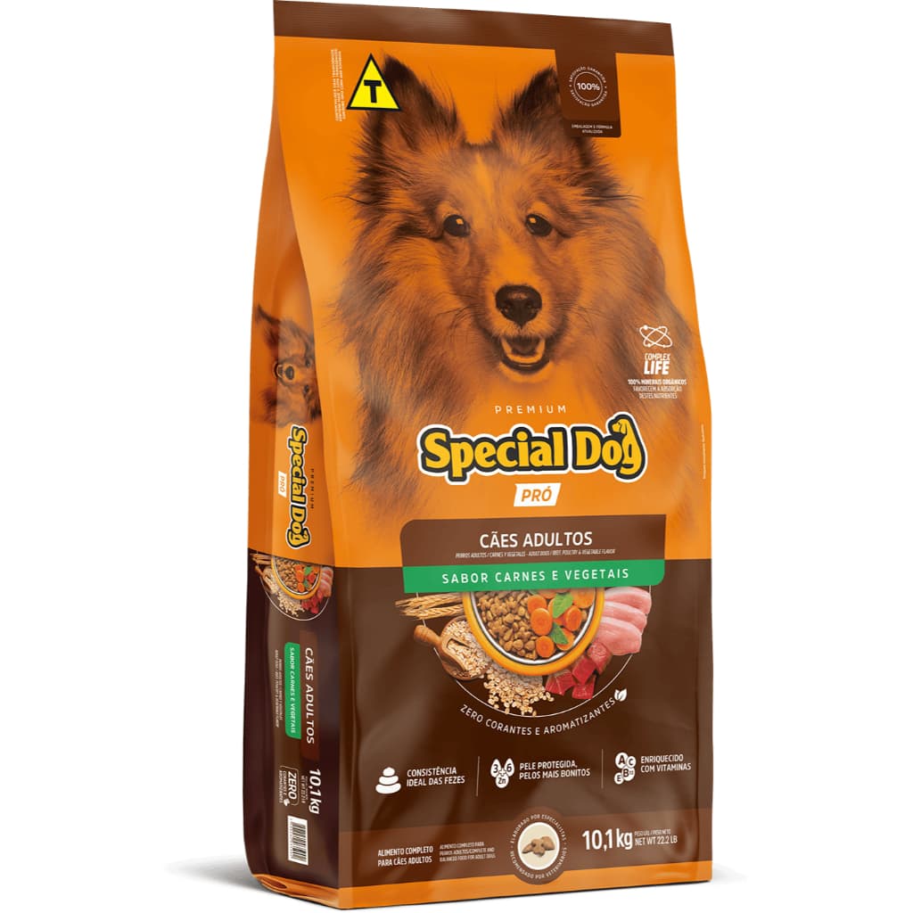 Ração Special Dog Premium PRÓ para Cães Adultos sabor Carnes e Vegetais 10.1Kg
