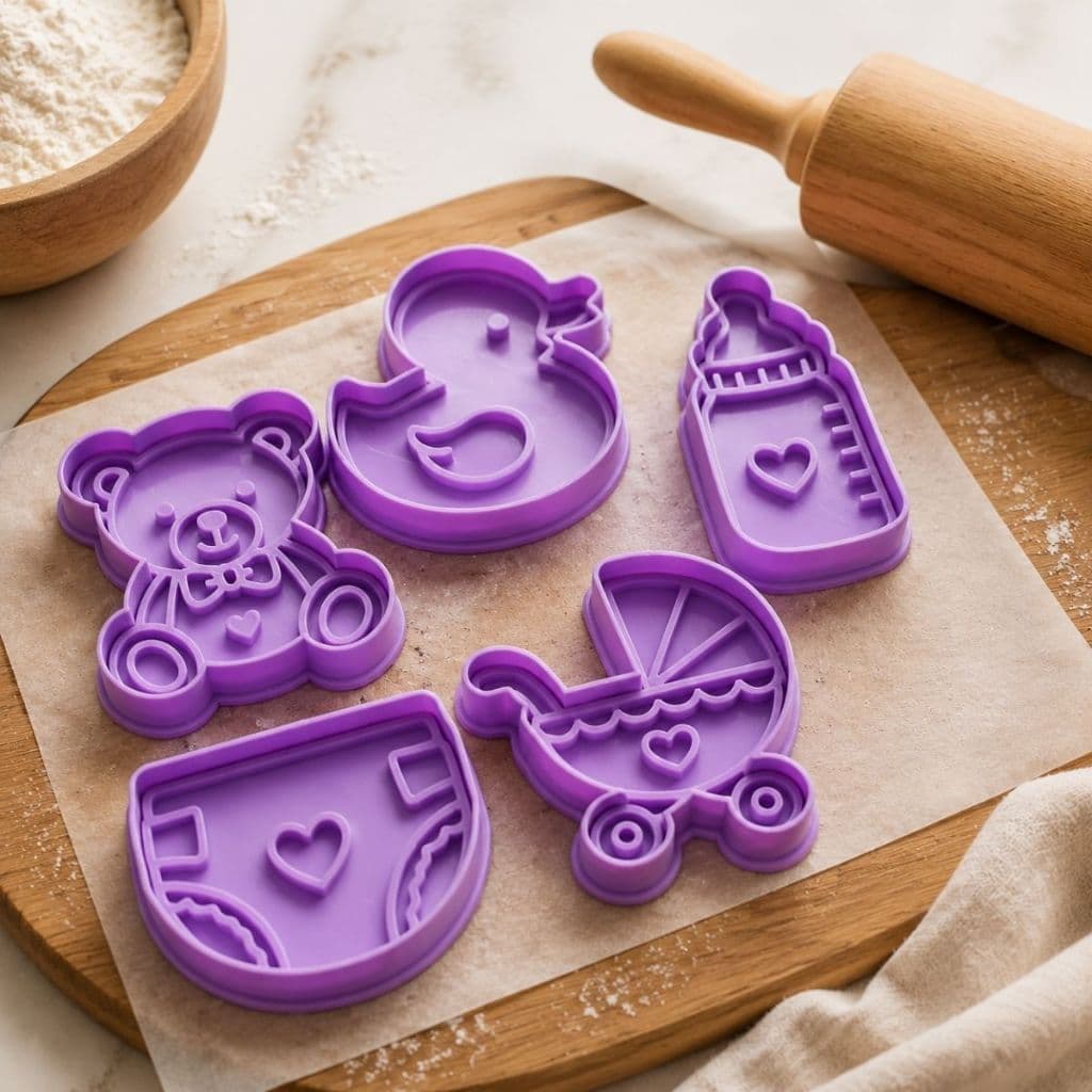 Kit 5 Cortadores de Biscoito Bebê | Molde Massinha Modelar Artesanato Infantil