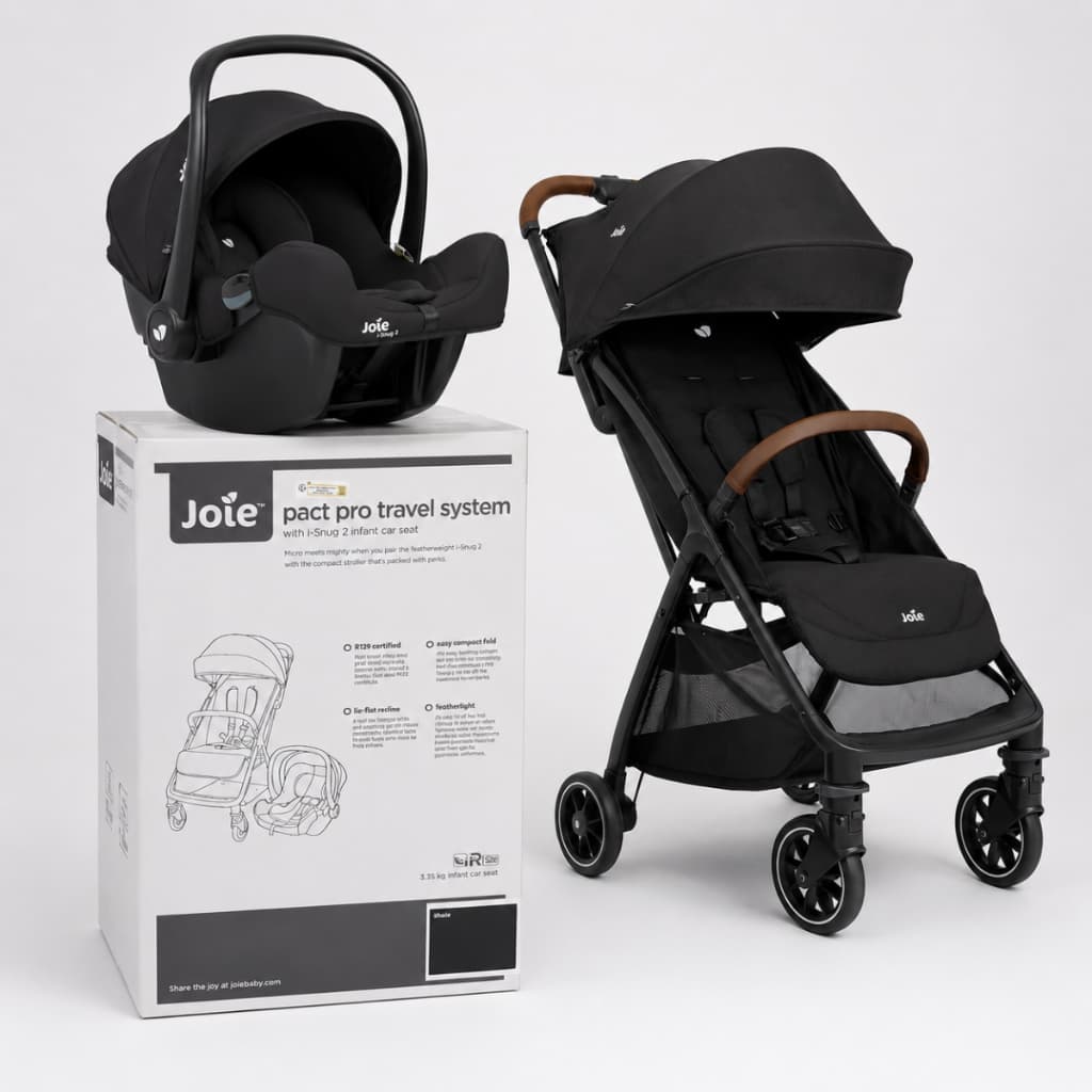 Carrinho De Bebê Joie Pact Pro Ts Shale Com Chassi Preto Conjunto Carrinho + Bebê Conforto I-snug 2 Até 22kg