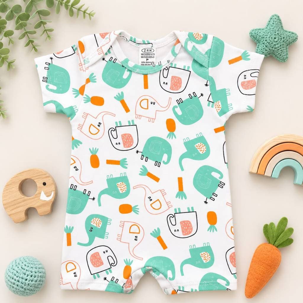 Macacão Curto para Bebê Romper de Verão Banho de Sol Malha Suedine Algodão Roupa Para Bebê Estampas de Menino e Menina