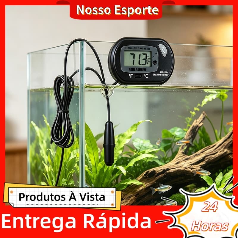 Termômetro Digital LCD para Aquário de Peixes e Terrário de Répteis, Medidor de Temperatura de Água