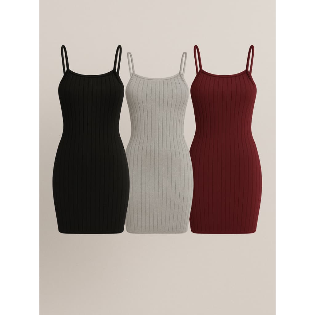 Vestidos Canelado Feminino de Alcinha Tubinho Curto midi Moda Feminina Verão 2026