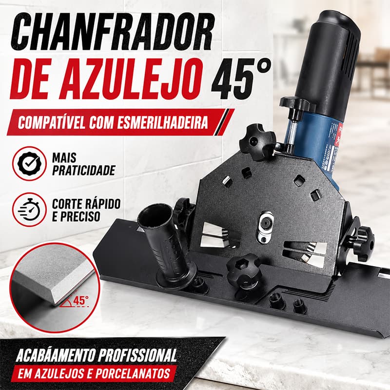 guia de corte multiuso 45° universal suporte esmerilhadeira para meia esquadria granito e porcelanato