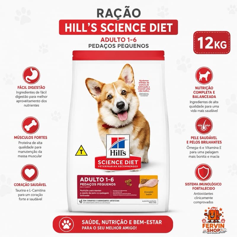 Ração Hills Science Diet para Cães Cachorros Adultos para Raças Pequenas de 12Kg 🐾
