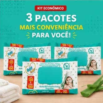 Kit 3 Lenços Umedecidos Baby Lenn 120un Cada Sem Álcool Atacado Toalha Umedecida Infantil Pronta Entrega Combo Economia
