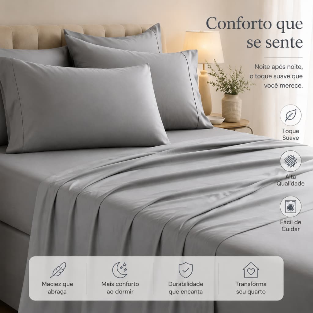Jogo de Lençol Casal Queen Berço Solteiro King 400 fios Micropercal Toque Macio