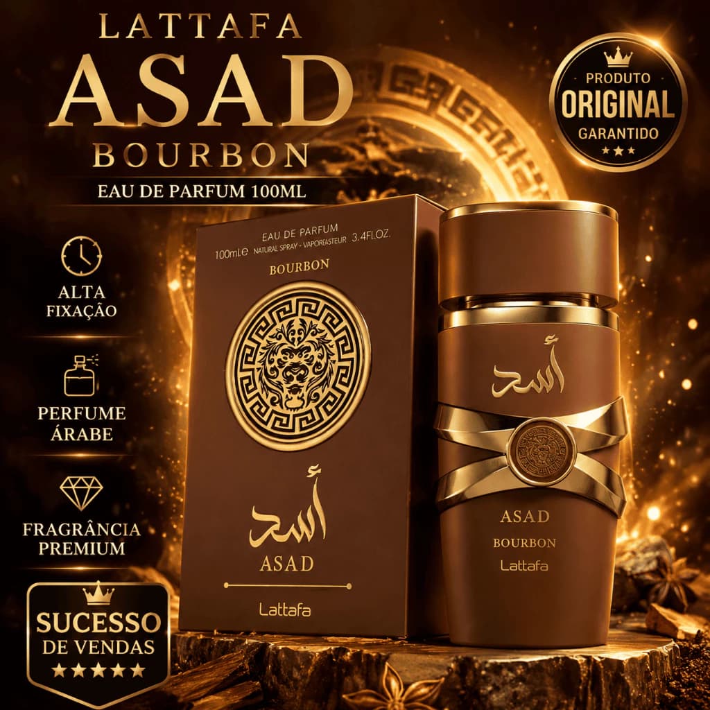 Perfume Lattafa Asad Bourbon 100ml EDP Masculino Árabe Original Importado Longa Duração