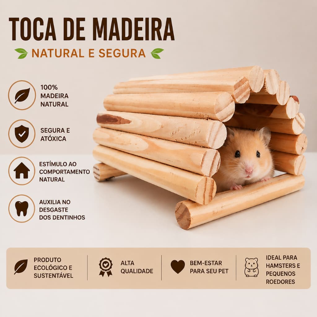 Toca/ Casa CRU tamanho P - Gerbil, Camungondo, Hamster - Roedores