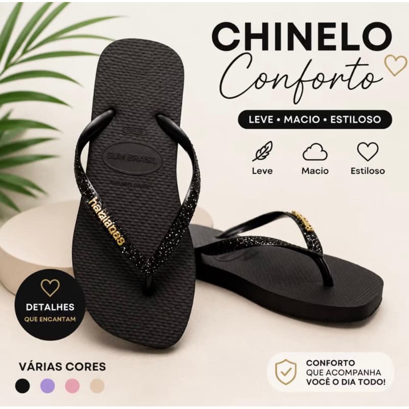 Chinelo Feminino com detalhe Leve Confortável Para o Dia a Dia Delicado
