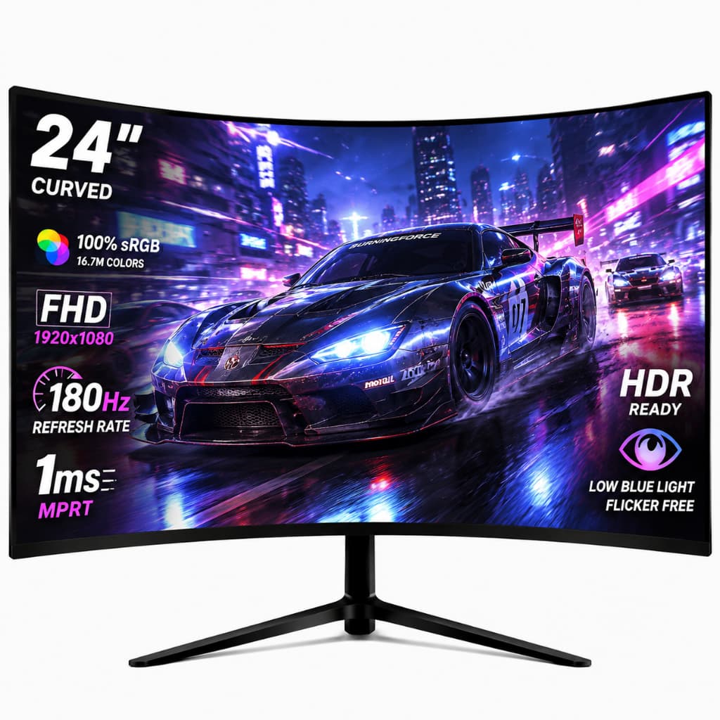Monitor Gamer 24/27" FHD 180Hz IPS 1ms 100% sRGB  Alto-Falante Integrado, USB-C/HDMI/DP, HDR Ampla Visão