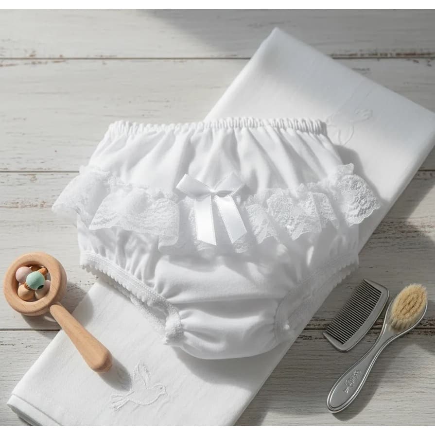 Calcinha Bunda Rica Tapa Fralda Algodão Renda Infantil Bebê