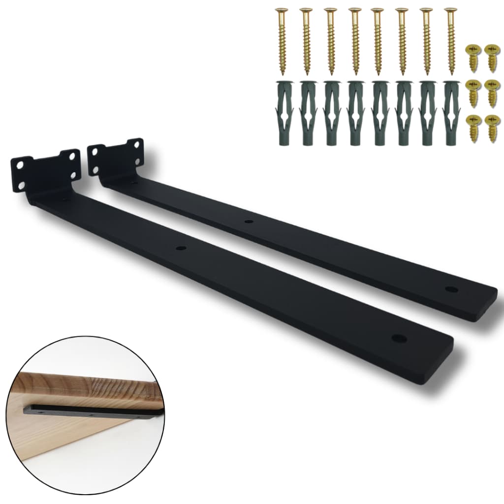 Par Suportes de Parede 35cm p/ Prateleira Invisível Estilo Moderno Estrutura Aço Carbono Reforçado