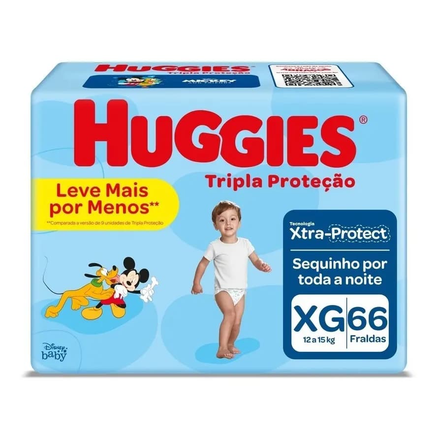 Huggies Fralda Descartável Rápida Absorção Xg - 66 Unidades - sem gênero